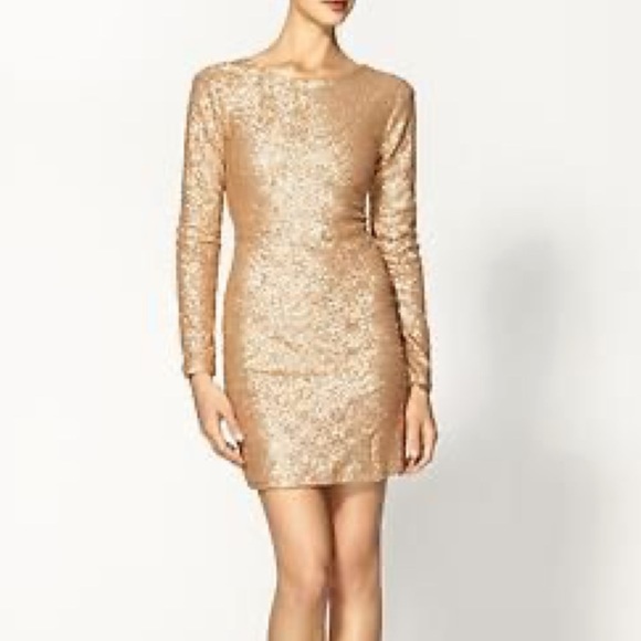 Lucca Couture Dresses & Skirts - Lucca Couture Long Sleeve Gold Sequin Dress Small